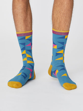 Bamboe sokken triangel dusty blue