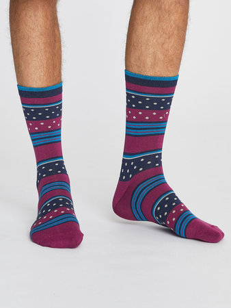 Bamboe sokken spot and stripe biet rood