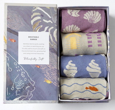 Bamboesokken 4 paar cadeaudoos dames seaside
