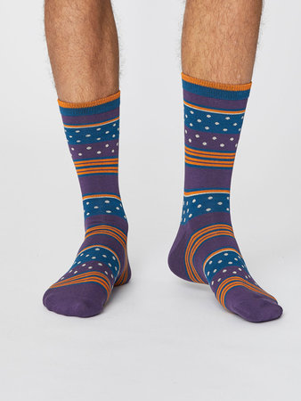 Bamboe sokken spot and stripe plum