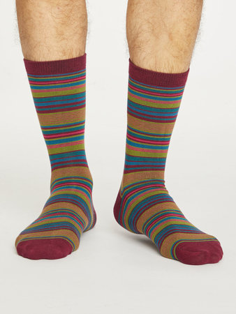 Bamboe sokken Kennet stripe bilberry