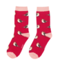 Bamboe sokken dames roodborstjes - rood