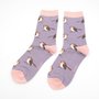 Bamboe sokken cadeaudoos dames - roodborstjes