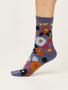 Damessokken biologisch katoen abstract - blueberry blue