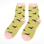 Bamboe damessokken sausage dogs in cadeaudoos