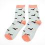 Bamboe damessokken sausage dogs in cadeaudoos
