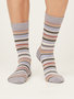 Bamboe gestreepte damessokken rainbow - pebble grey