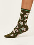 Damessokken biologisch katoen poppies - olive green