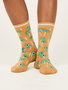 Damessokken biologisch katoen poppies - mango yellow