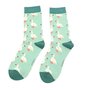 Bamboe damessokken white ducks - mint