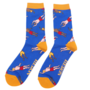 Bamboe herensokken met zwemmers - blauw