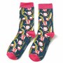 Bamboe damessokken tulpen in cadeaudoos