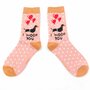 Bamboe damessokken teckel hond - I Woof You - dusky pink
