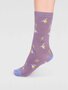 Bamboe damessokken Eden bird - slate grey  lila 