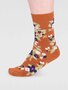 Bamboe sokken dames Arya floral - harvest orange