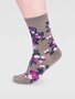 Bamboe sokken dames Arya floral - olive green