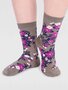 Bamboe sokken dames Arya floral - olive green