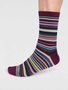 Gestreepte herensokken bamboe Matias stripe - plum purple