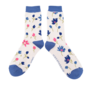 Bamboe damessokken ditsy flower - silver