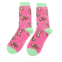 Bamboe sokken dames luiaards - hot pink