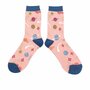 Bamboe damessokken planeten - dusky pink