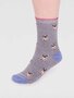Bamboe damessokken honden dog - grey marle