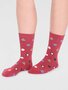 Dames kerstsokken pinguïns - brick red
