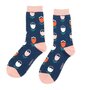 Bamboe sokken dames tulpen - navy