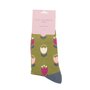 Bamboe sokken dames tulpen - moss