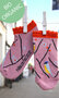 Sneakersokken kinderen - vogels - pimpelmees - roze