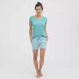 Pyjama T-shirt dames korte mouw - lagoon