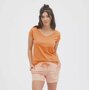 Pyjama T-shirt dames korte mouw - apricot