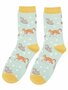 Bamboe sokken dames katten - duck egg