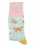 Bamboe sokken dames katten - duck egg