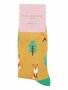 Bamboe sokken dames vossen en bomen - geel