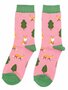 Bamboe sokken dames vossen en bomen - pink