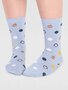 Kerstsokken dames met pinguïns - foam blue