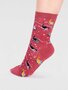 Dames sokken amaryllis skiënde katten - brick red