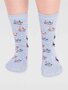 Dames sokken amaryllis skiënde katten - foam blue