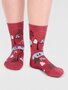 Dames sokken winters tafereeltje gloria - brick red
