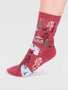 Dames sokken winters tafereeltje gloria - brick red