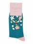 Bamboe sokken dames bloemetjes en bijtjes - teal