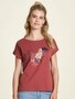 Tranquillo losvallend T-shirt tropische print - mineraal rood