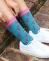 Swole Panda bamboe dames sokken flamingo's - blauw