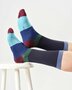 Bamboe sokken heren colour block - navy