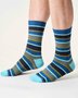 Heren sokken bio-katoen rugby stripe - deep blue