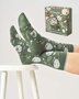 Bamboe dames sokken met bijen - eucalyptus green