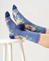 Dames sokken bio-katoen climbing floral - denim blue