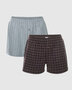 Wijde boxershorts katoen flanel Boris - zinfandel rood / grijs