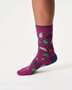 Thought bamboe damessokken herfstbladeren - deep plum